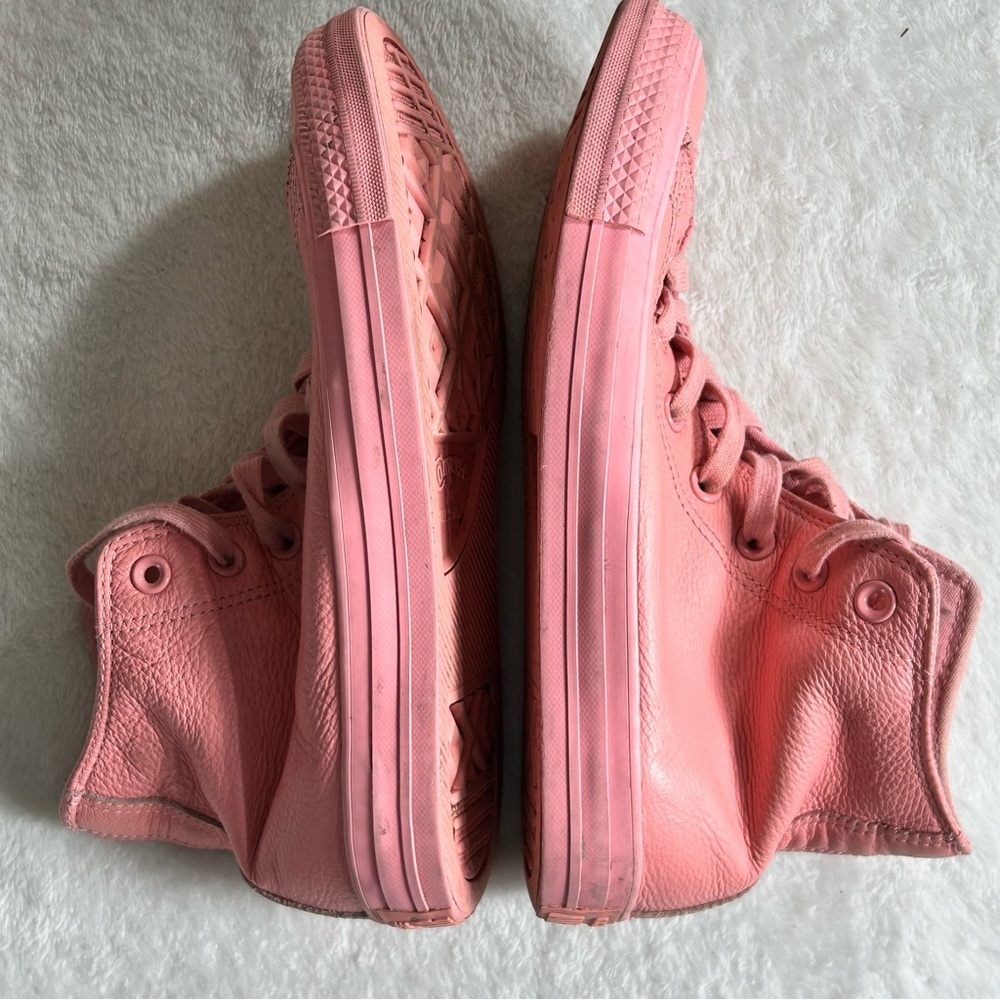 Converse All-Star Salmon Pink Leather Lace High-Tops Women’s Size 8 Unisex - Picture 8 of 10